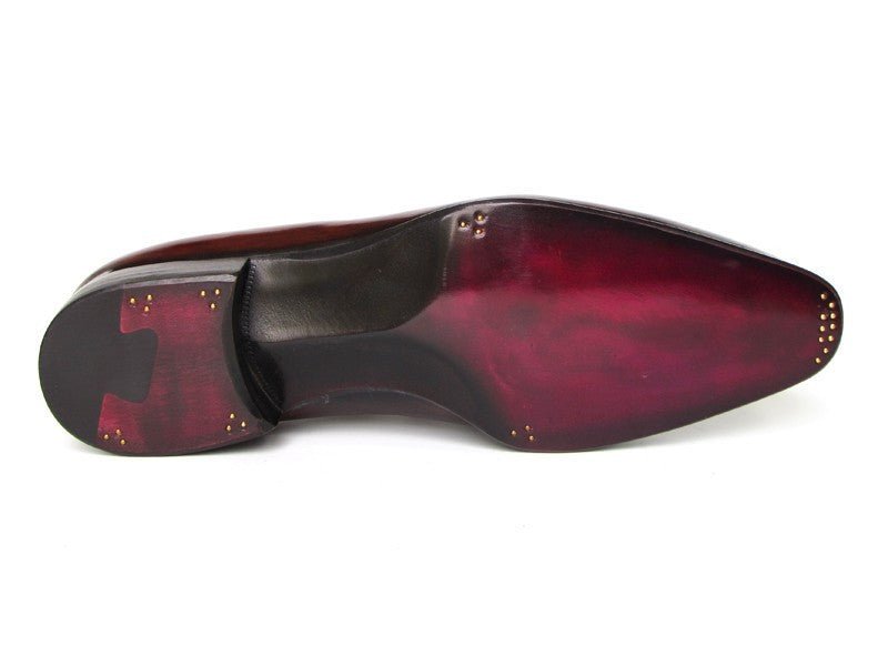 Paul Parkman Men's Hand Painted Plain Toe Oxfords in Brown and Bordeaux