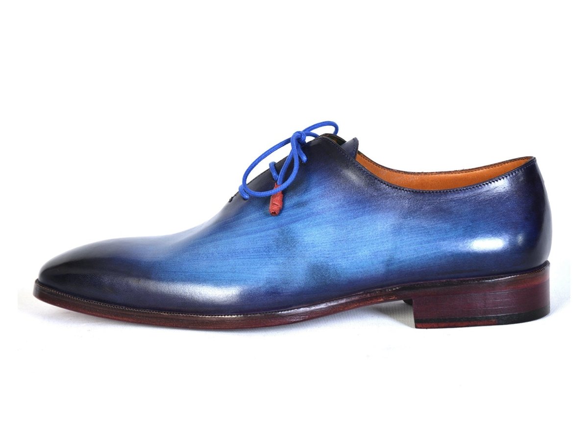Paul Parkman Men's Hand Painted Plain Toe Wholecut Oxfords in Blue