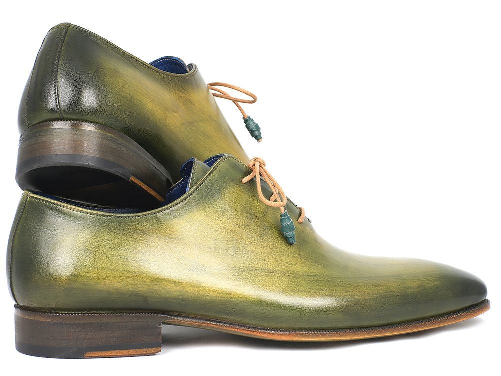 Paul Parkman Men's Hand Painted Wholecut Leather Oxfords in Antique Green