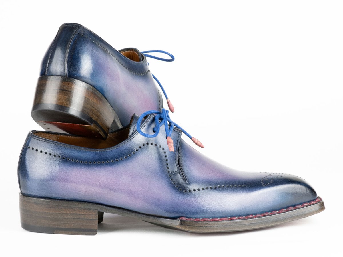 Paul Parkman Men's Hand Welted Pink and Navy Leather Derby Shoes (ID599F67)