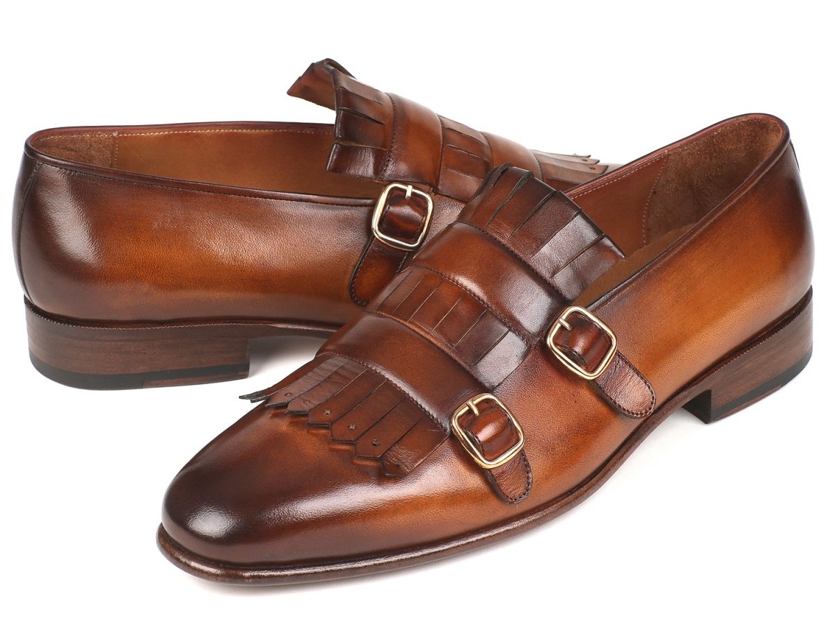 Paul Parkman Men's Kiltie Double Monkstraps in Brown