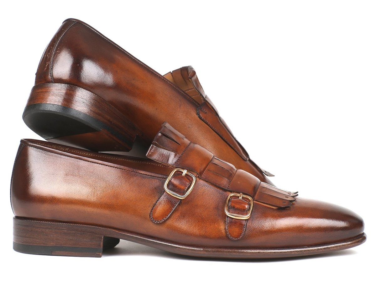 Paul Parkman Men's Kiltie Double Monkstraps in Brown