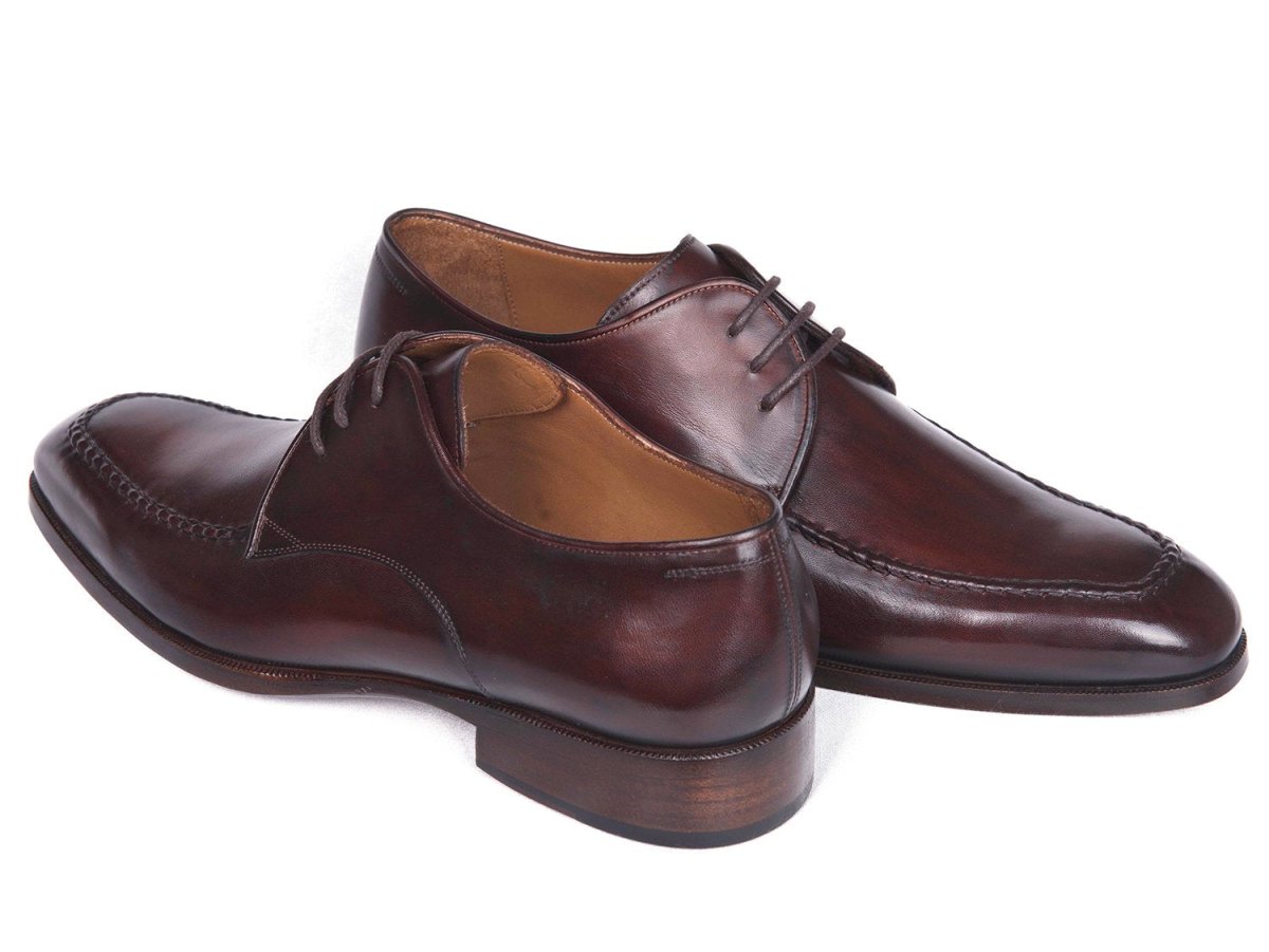 Paul Parkman Men's Leather Apron Derby Shoes in Brown and Bordeaux