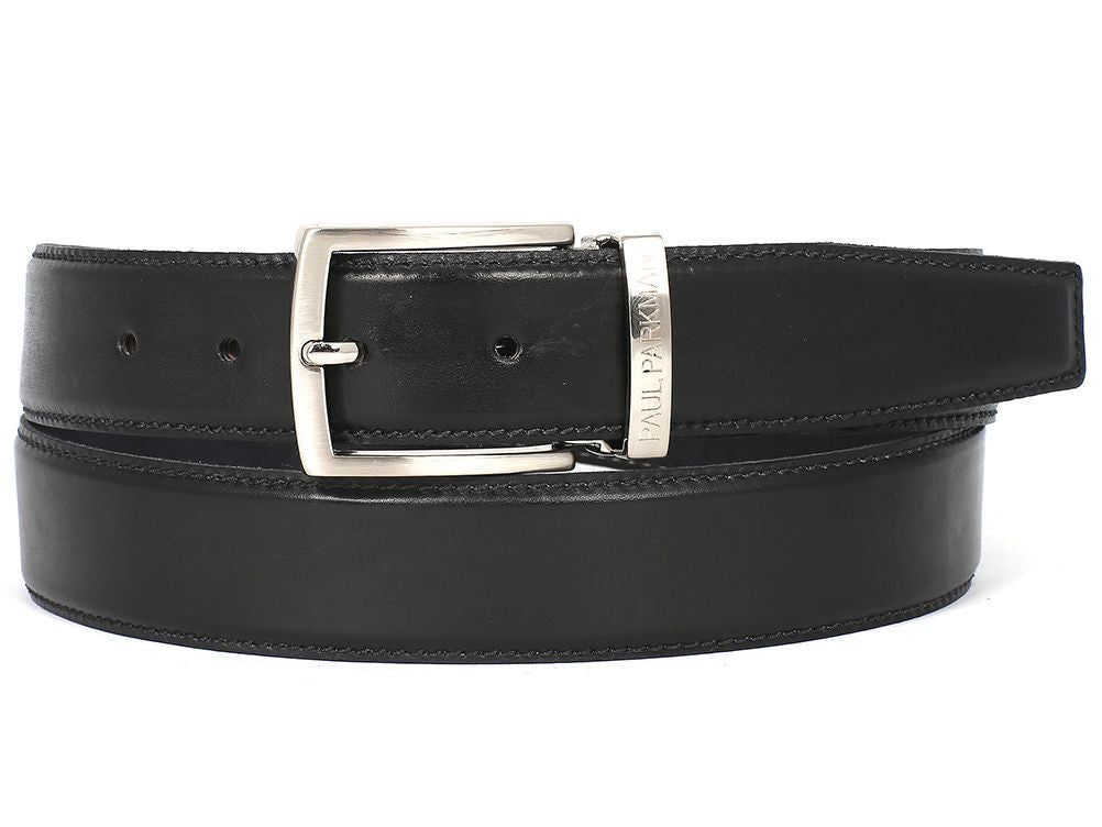 Paul Parkman Men's Leather Belt Hand - Painted Black (IDB01 - BLK)