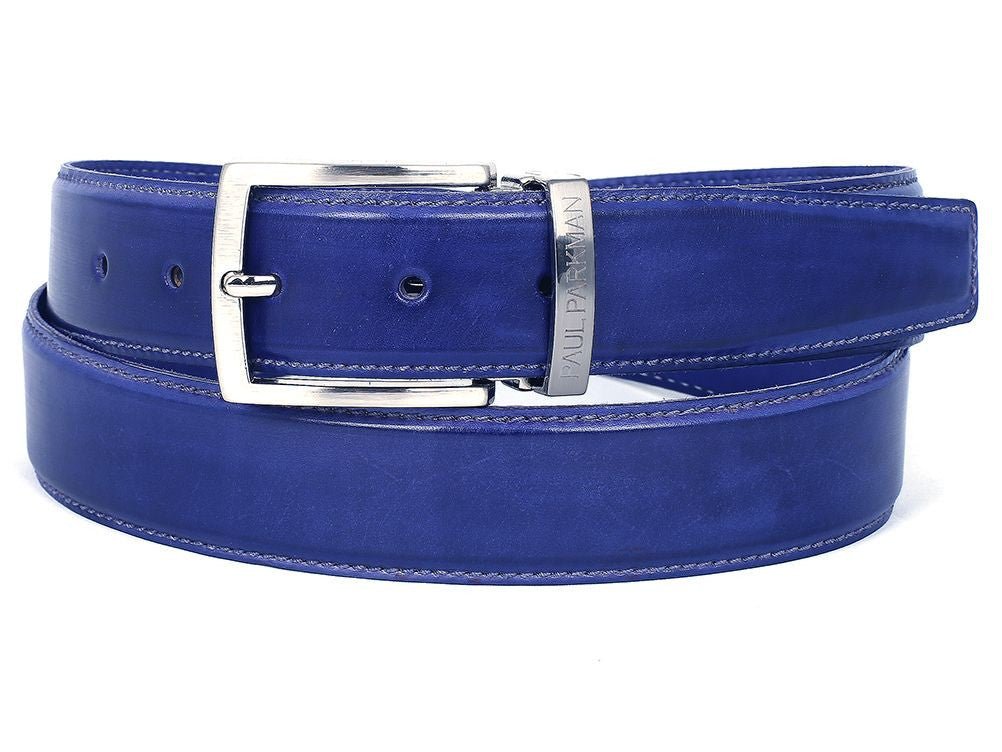 Paul Parkman Men's Leather Belt Hand - Painted Cobalt Blue (IDB01 - BLU)