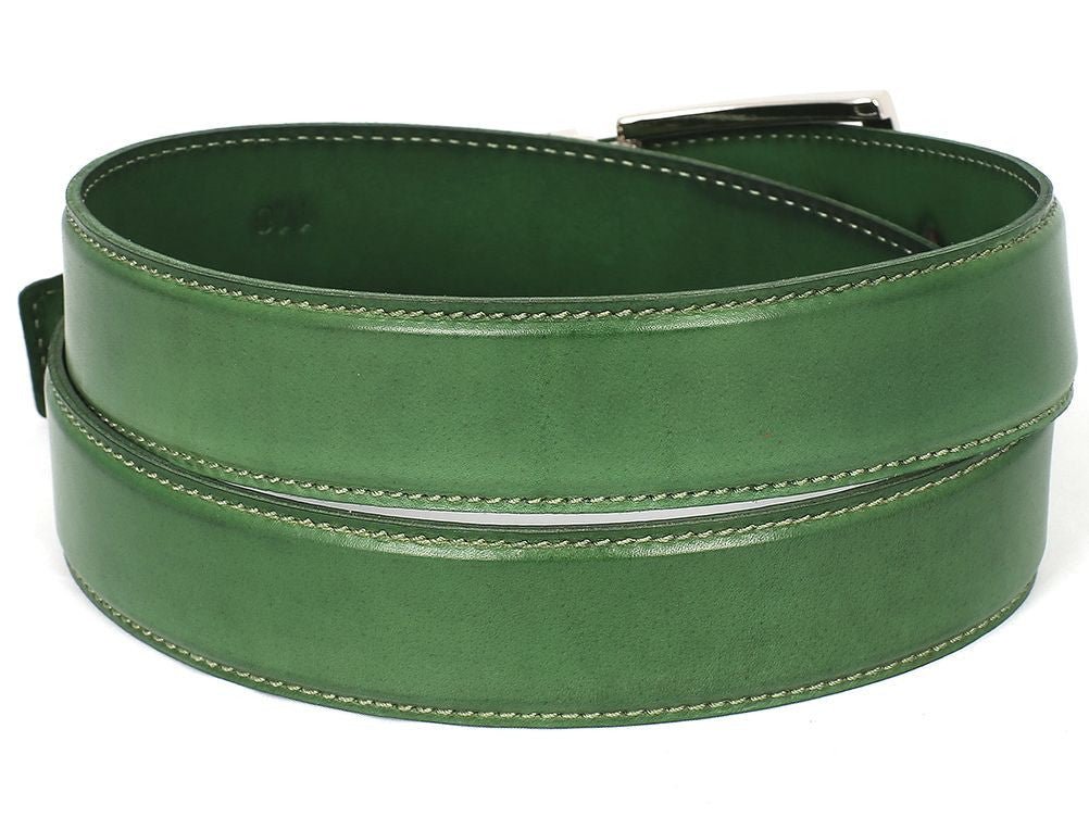 Paul Parkman Men's Leather Belt Hand - Painted Green (IDB01 - LGRN)