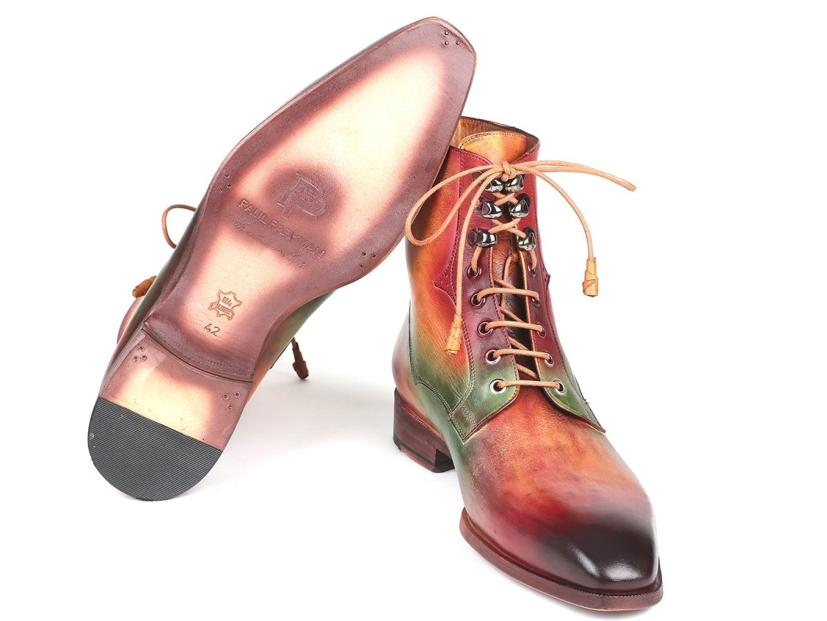 Paul Parkman Men's Leather Boots in Green, Camel and Bordeaux