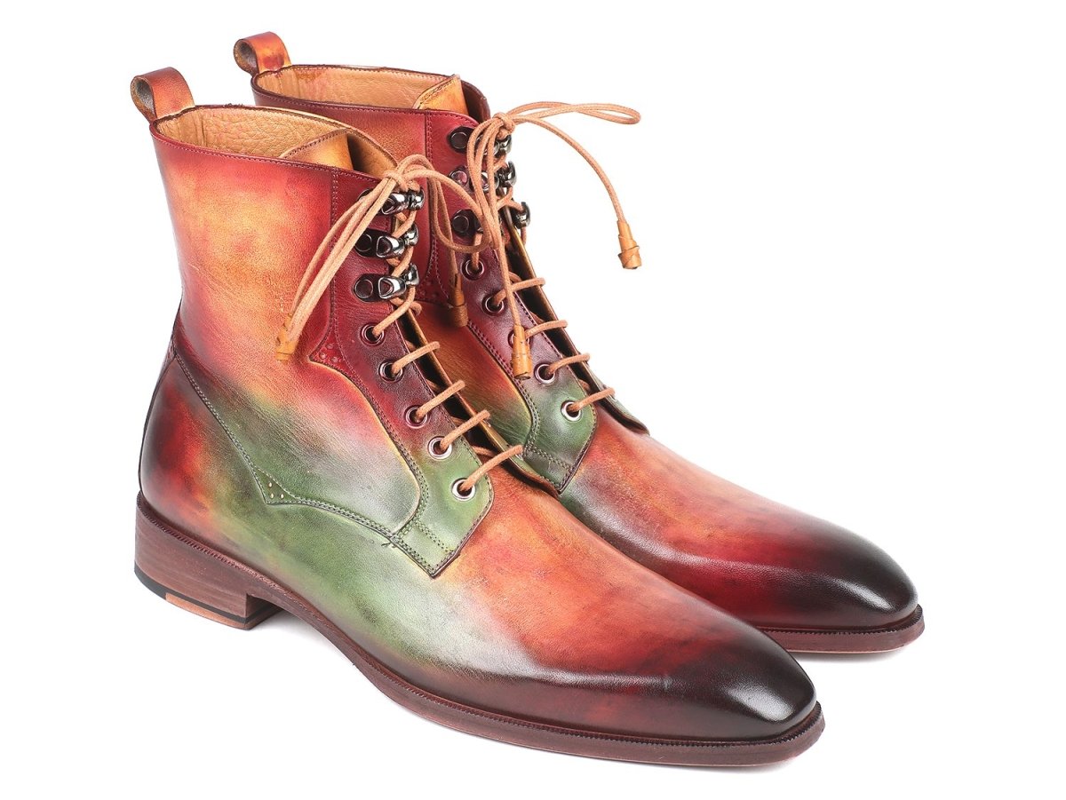 Paul Parkman Men's Leather Boots in Green, Camel and Bordeaux