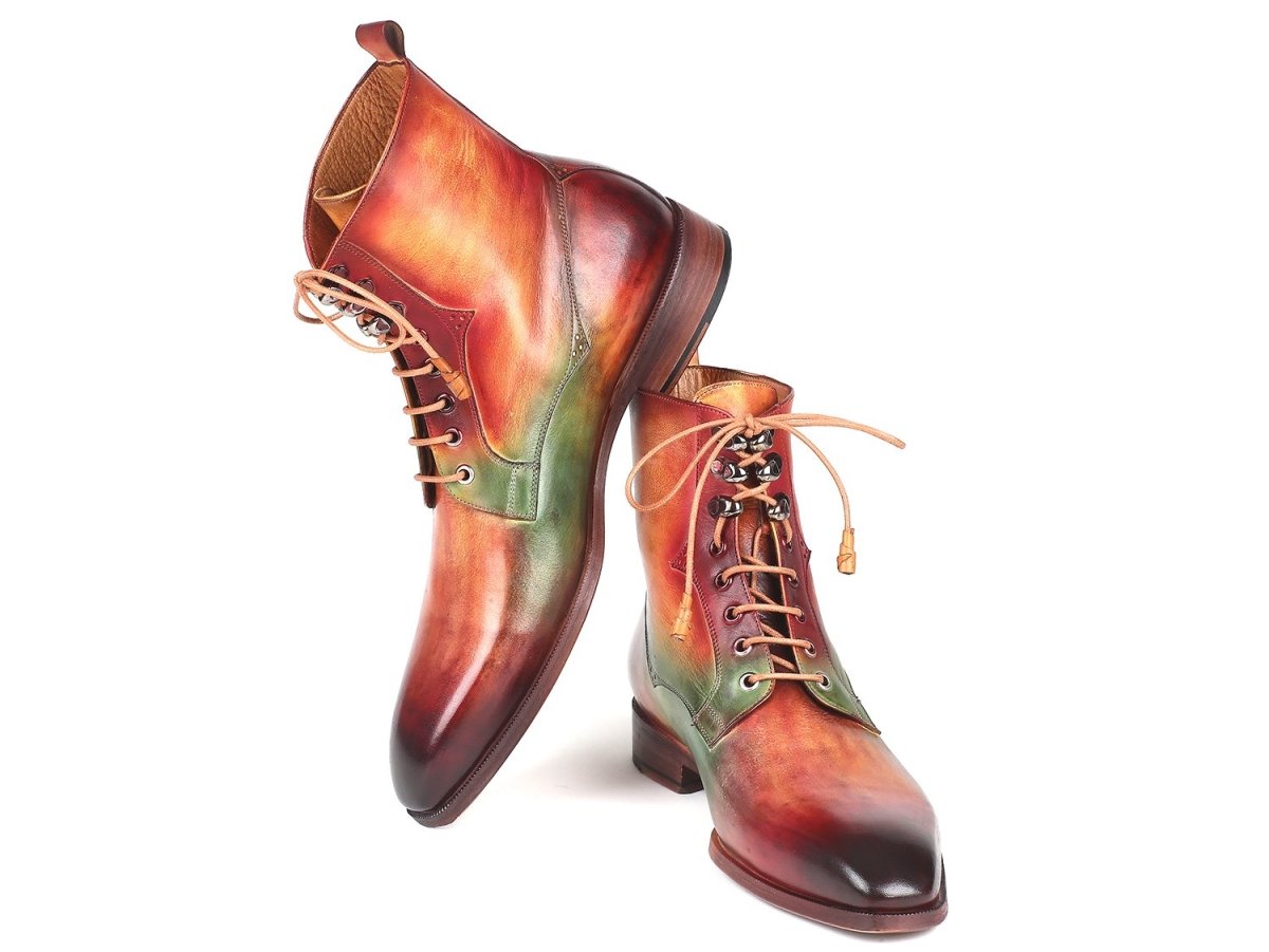 Paul Parkman Men's Leather Boots in Green, Camel and Bordeaux