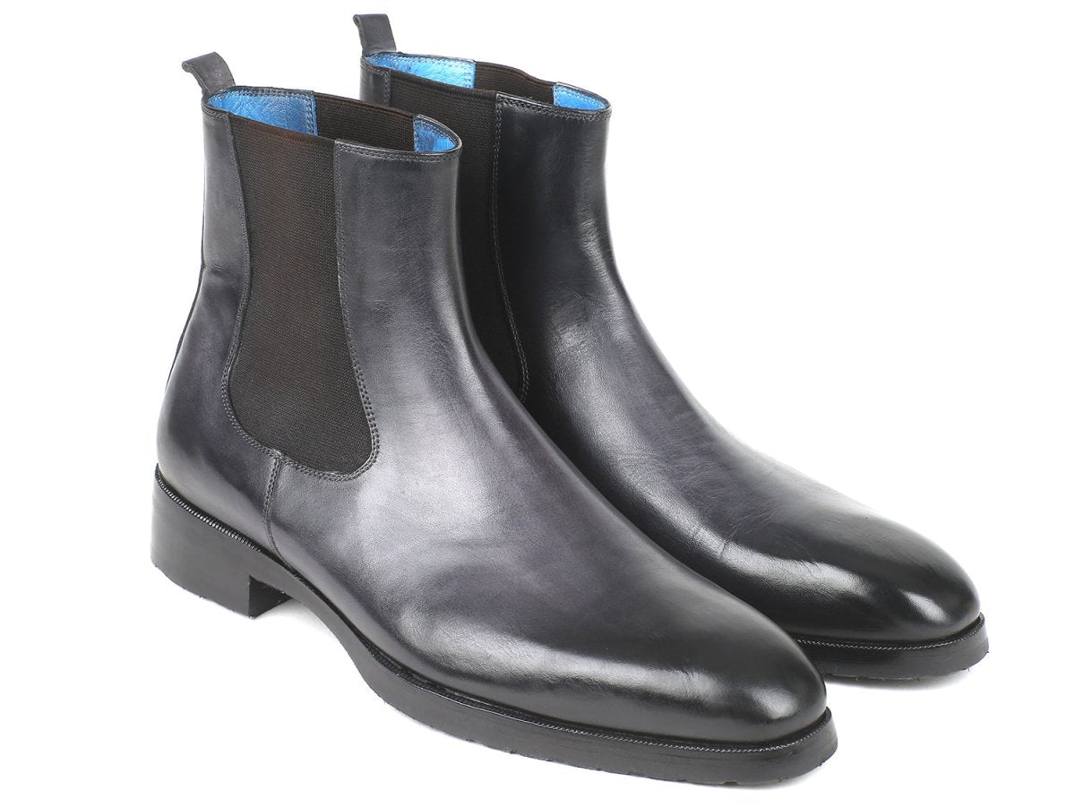 Paul Parkman Men's Leather Chelsea Boots in Black and Gray