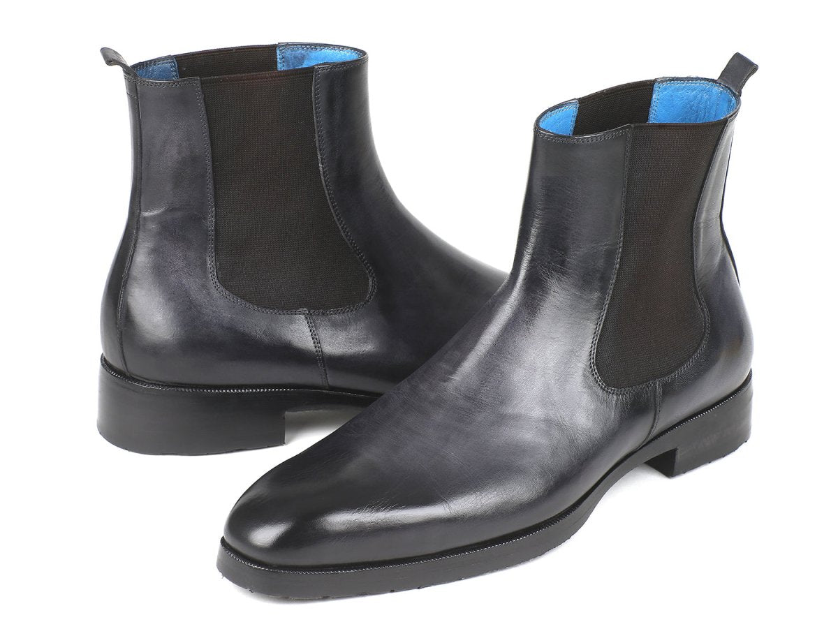 Paul Parkman Men's Leather Chelsea Boots in Black and Gray