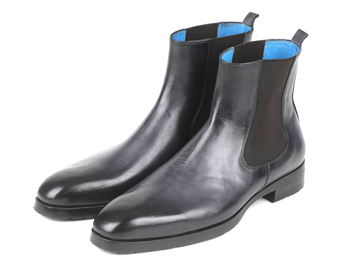 Paul Parkman Men's Leather Chelsea Boots in Black and Gray