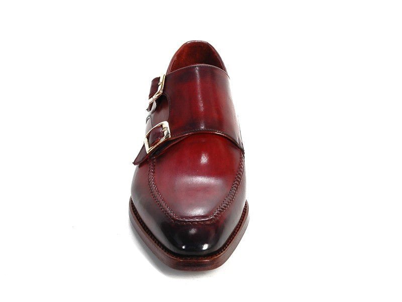 Paul Parkman Men's Leather Double Monkstraps in Black and Bordeaux