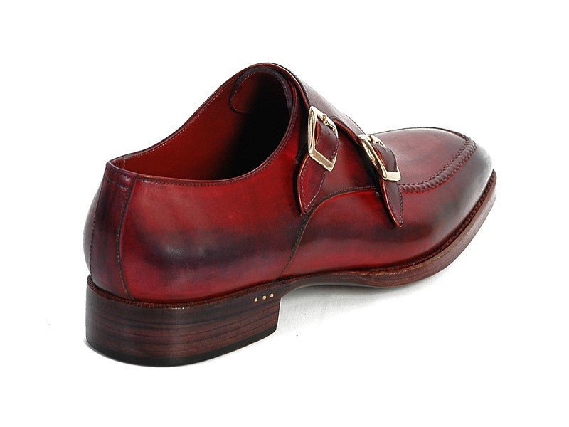 Paul Parkman Men's Leather Double Monkstraps in Black and Bordeaux