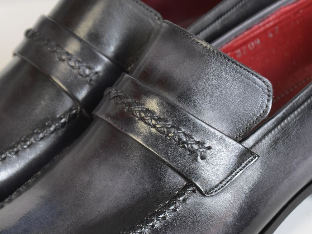 Paul Parkman Men's Leather Loafers in Gray and Black
