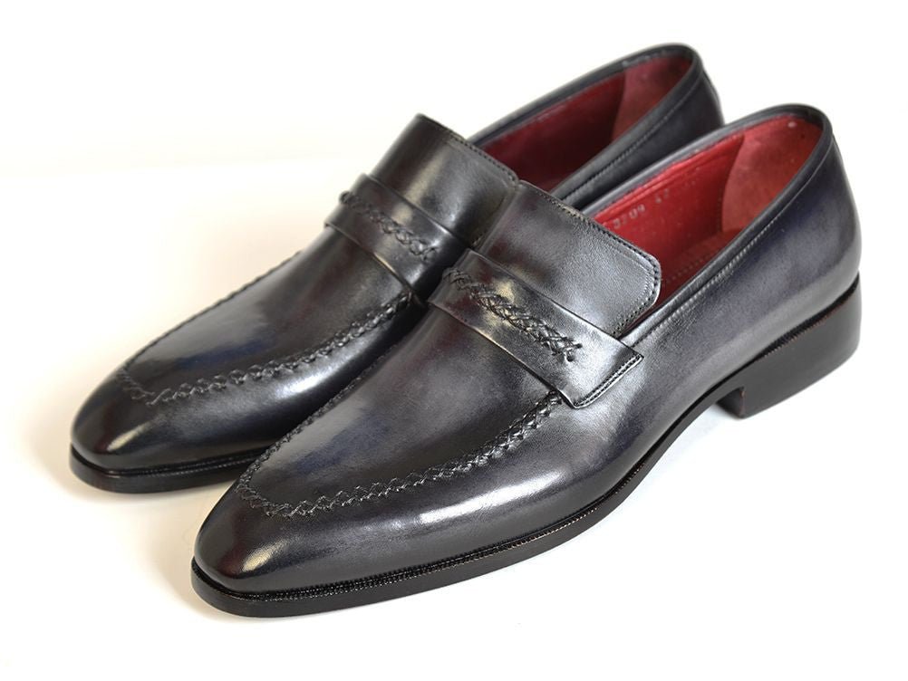 Paul Parkman Men's Leather Loafers in Gray and Black