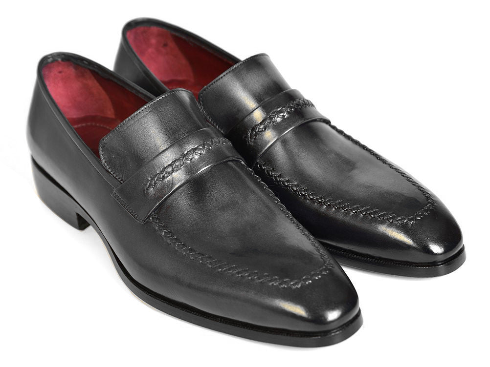 Paul Parkman Men's Leather Loafers in Gray and Black