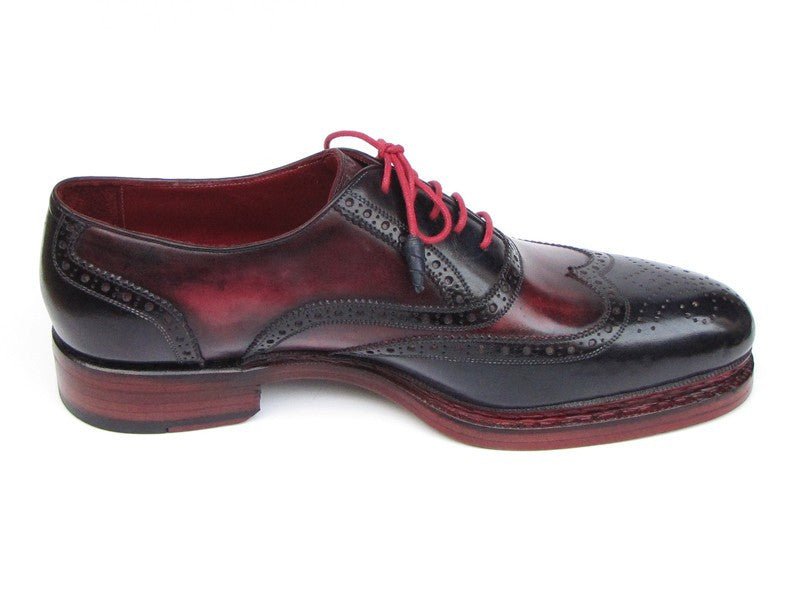 Paul Parkman Men's Leather Wingtip Brogues in Navy and Red