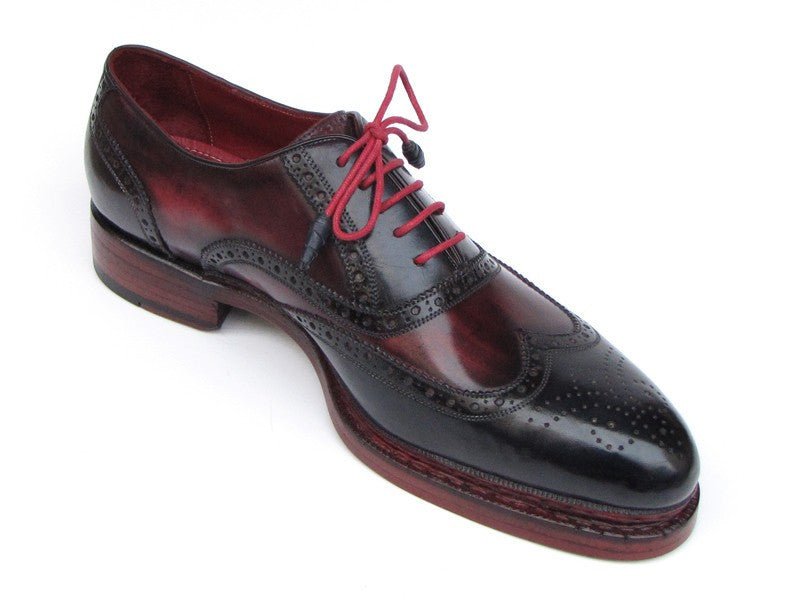 Paul Parkman Men's Leather Wingtip Brogues in Navy and Red
