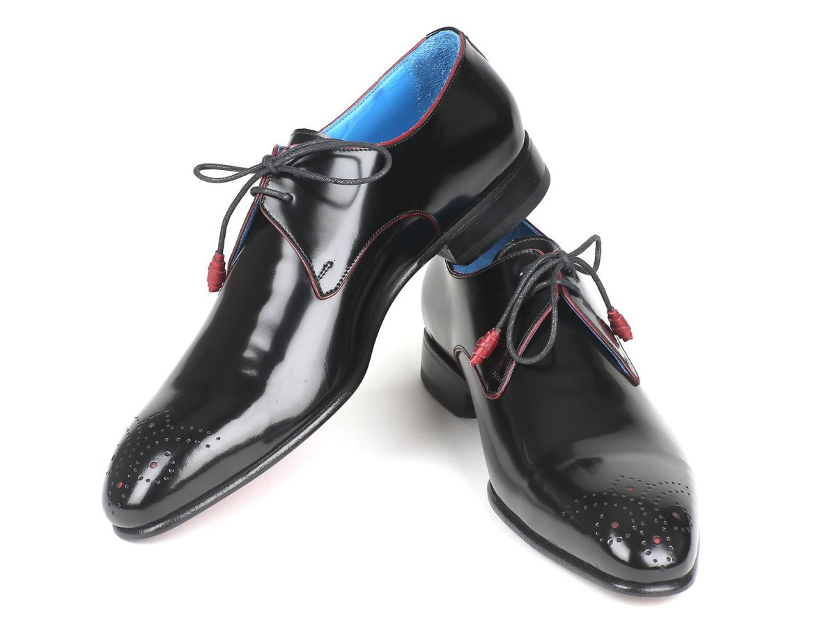 Paul Parkman Men's Medallion Toe Derby Shoes in Black