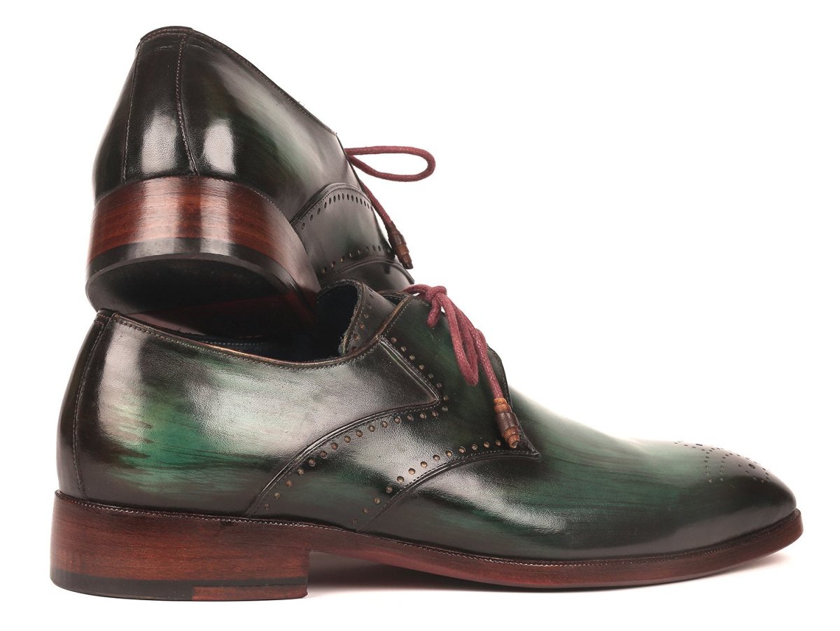 Paul Parkman Men's Medallion Toe Derby Shoes in Green