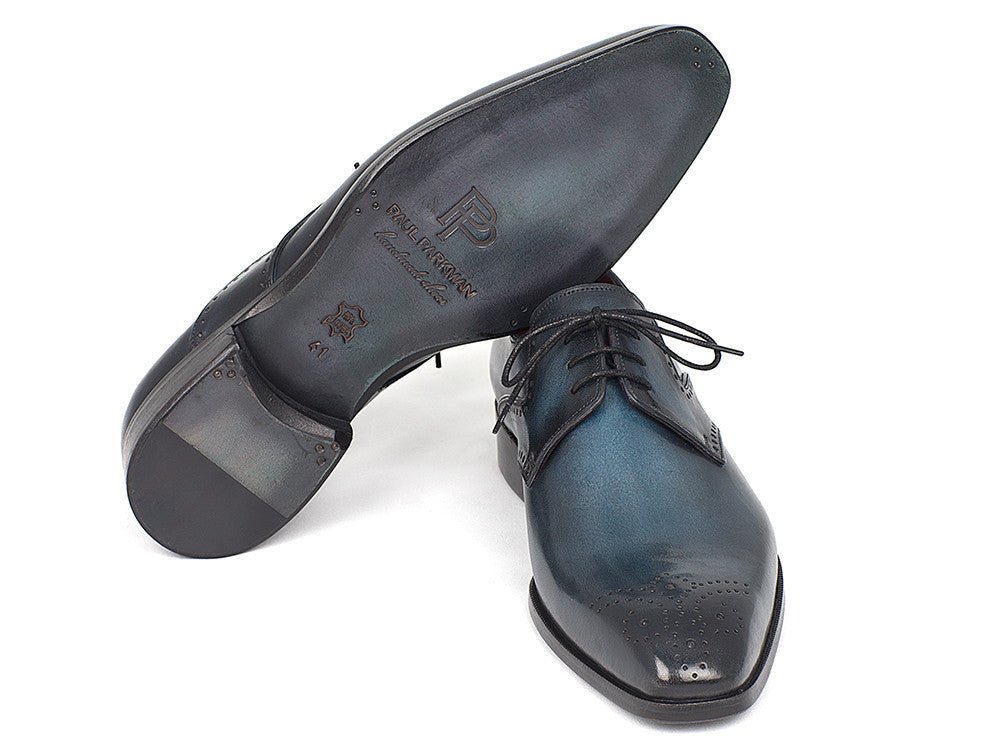 Paul Parkman Men's Medallion Toe Derby Shoes in Navy and Blue