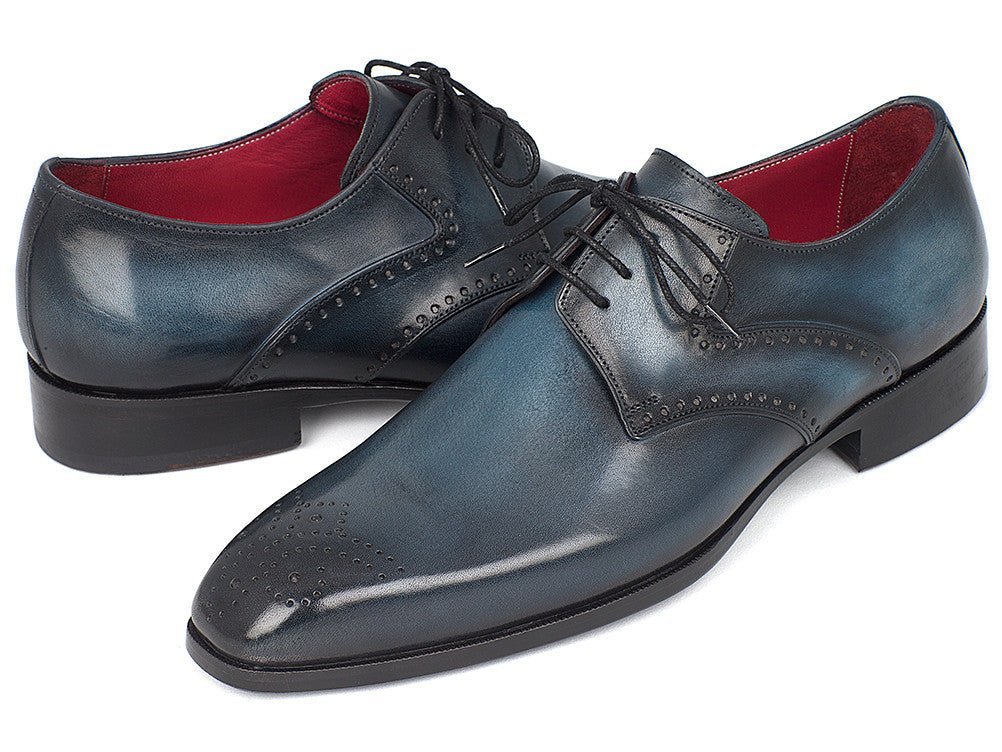 Paul Parkman Men's Medallion Toe Derby Shoes in Navy and Blue