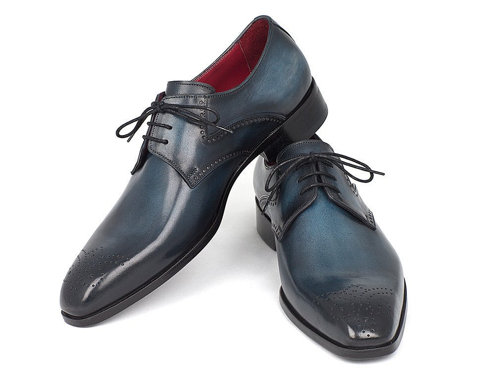 Paul Parkman Men's Medallion Toe Derby Shoes in Navy and Blue