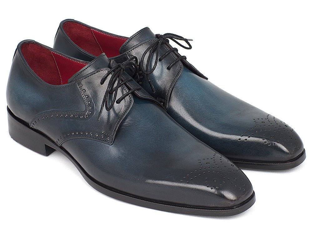 Paul Parkman Men's Medallion Toe Derby Shoes in Navy and Blue