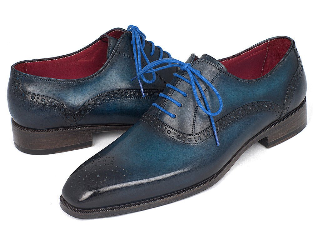 Paul Parkman Men's Medallion Toe Oxfords in Blue and Navy