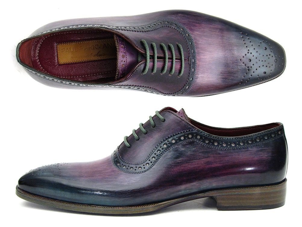 Paul Parkman Men's Medallion Toe Oxfords in Purple and Navy