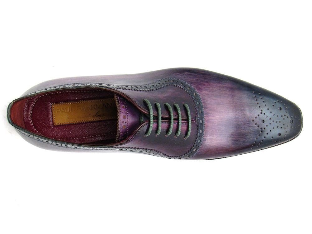 Paul Parkman Men's Medallion Toe Oxfords in Purple and Navy