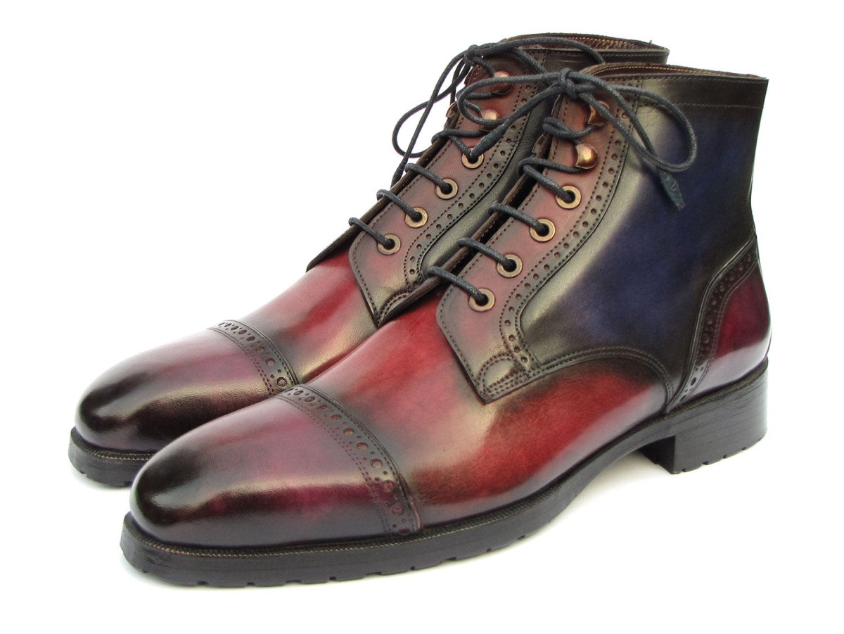 Paul Parkman Men's Multicolor Hand Painted Cap Toe Boots