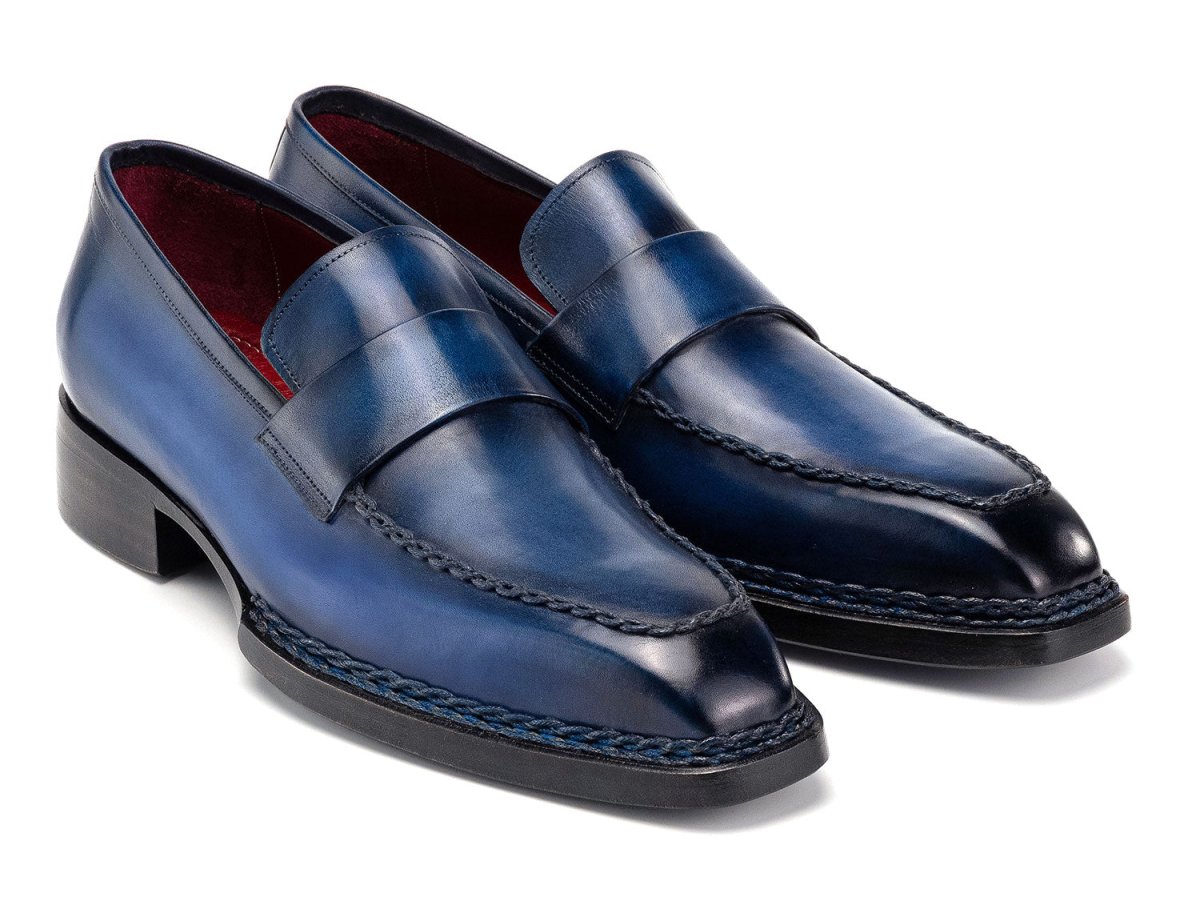 Paul Parkman Men's Norwegian Welted Loafers in Blue Patina