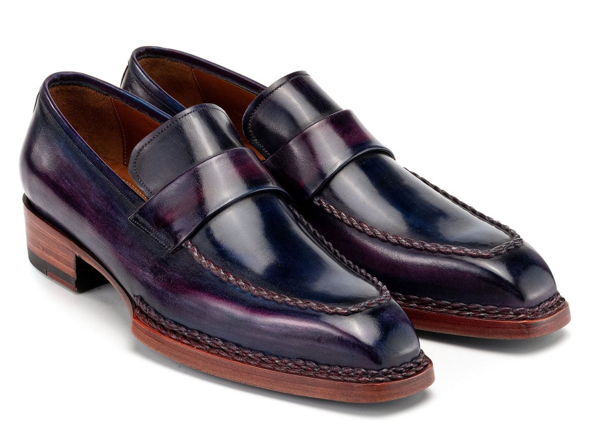 Paul Parkman Men's Norwegian Welted Loafers in Purple Patina