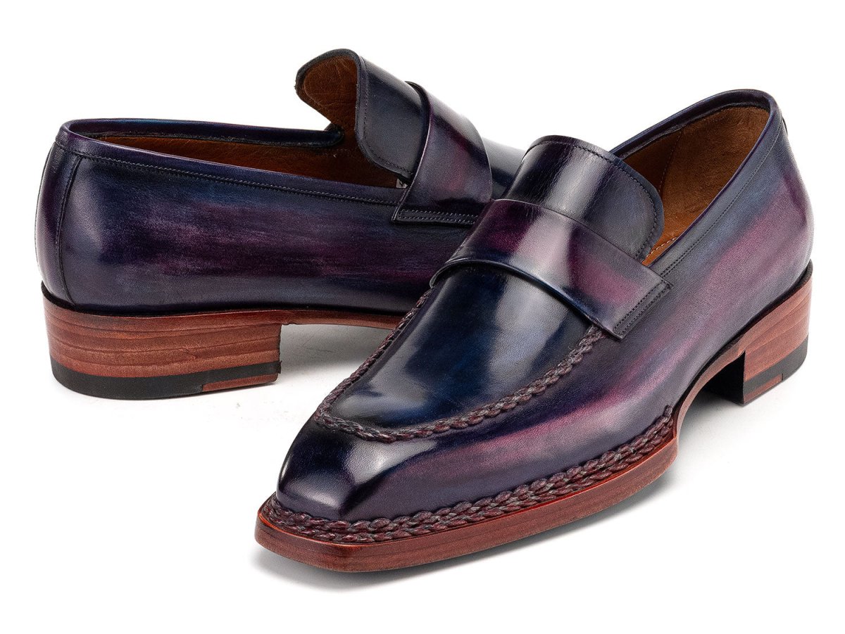 Paul Parkman Men's Norwegian Welted Loafers in Purple Patina