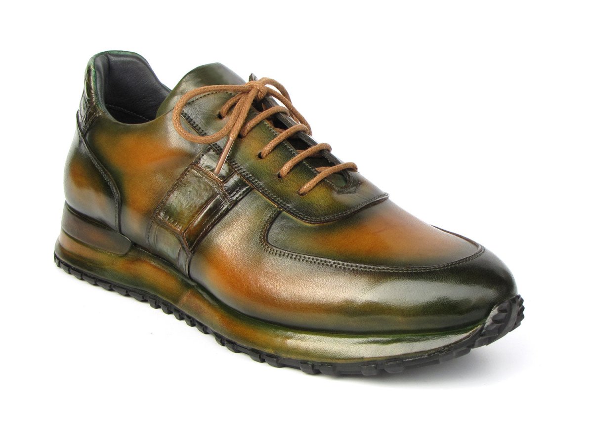 Paul Parkman Men's Olive Green Hand Painted Sneakers