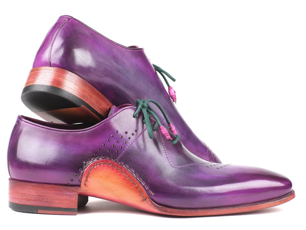 Paul Parkman Men's Opanka Construction Hand Painted Oxfords in Purple