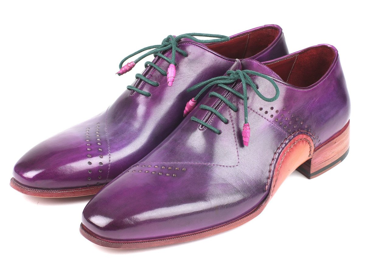 Paul Parkman Men's Opanka Construction Hand Painted Oxfords in Purple