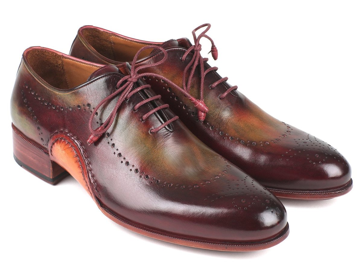 Paul Parkman Men's Opanka Construction Oxfords in Green and Bordeaux