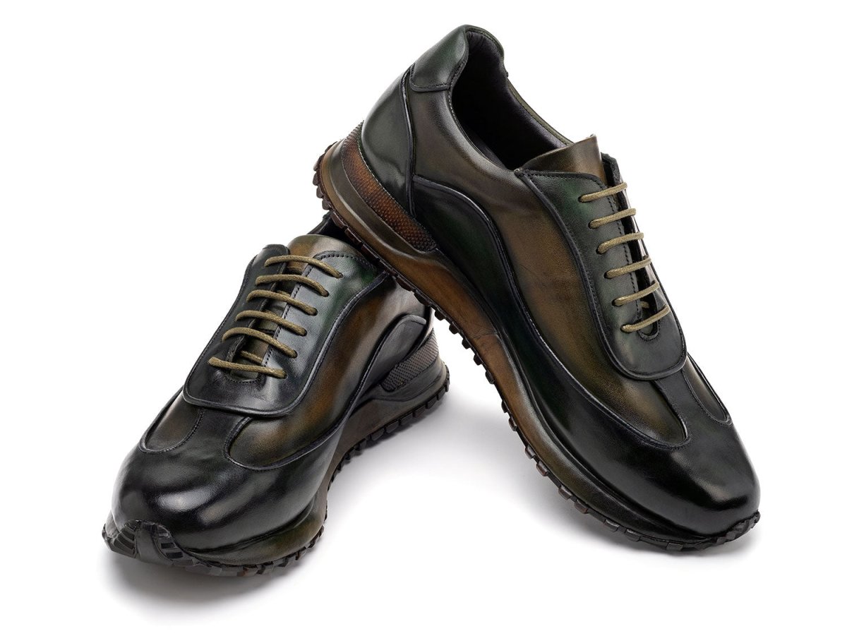 Paul Parkman Men's Patina Leather Sneakers in Green