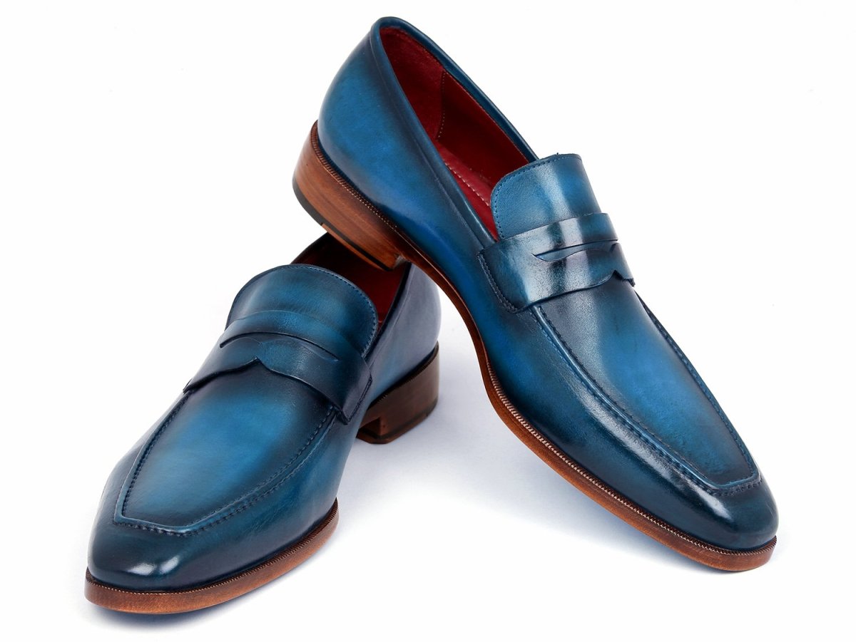 Paul Parkman Men's Penny Loafer Blue and Turquoise Calfskin (ID10TQ84)