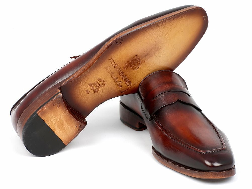 Paul Parkman Men's Penny Loafer Bordeaux and Brown Calfskin (ID10FD61)