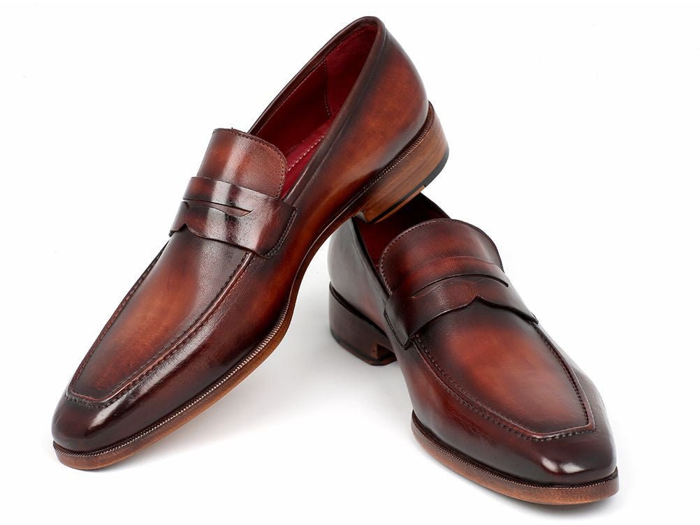Paul Parkman Men's Penny Loafer Bordeaux and Brown Calfskin (ID10FD61)