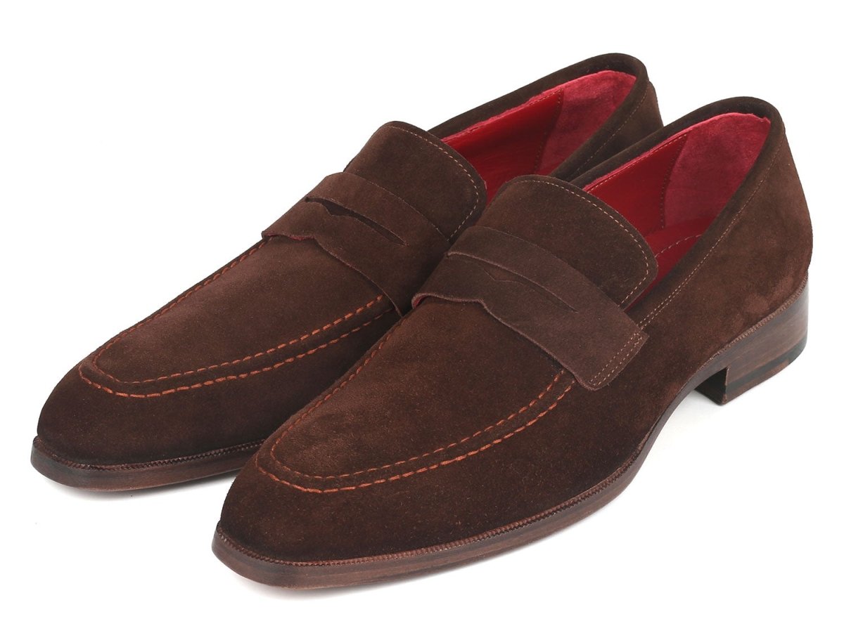 Paul Parkman Men's Penny Loafers Brown Suede (ID10SD83)