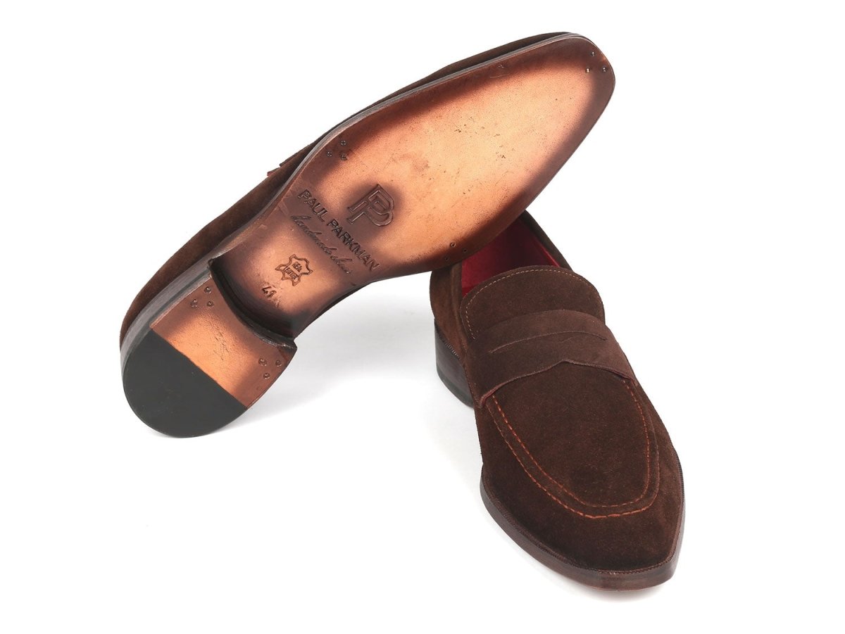 Paul Parkman Men's Penny Loafers Brown Suede (ID10SD83)