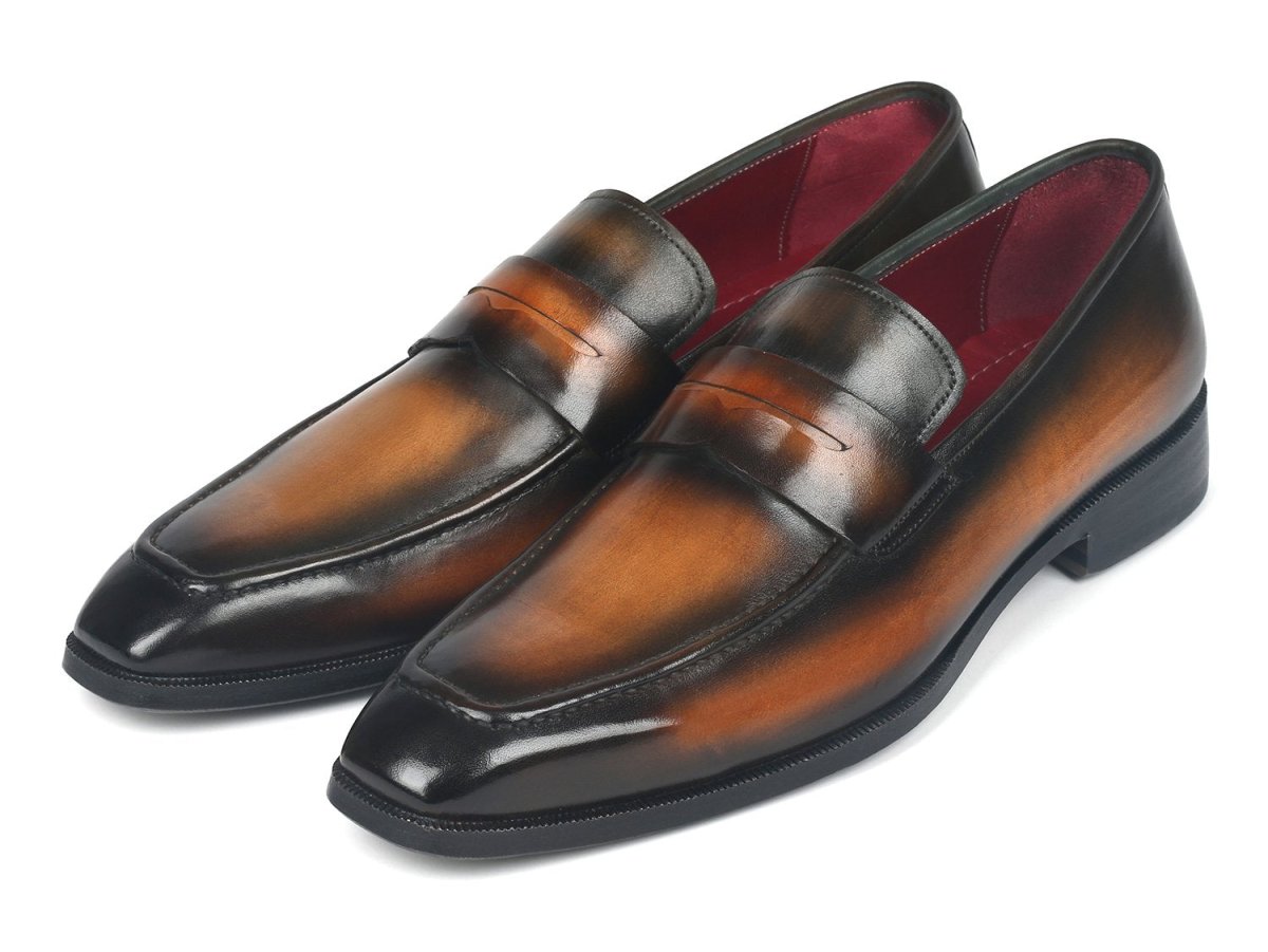 Paul Parkman Men's Penny Loafers Olive Brown (ID10LZ24)