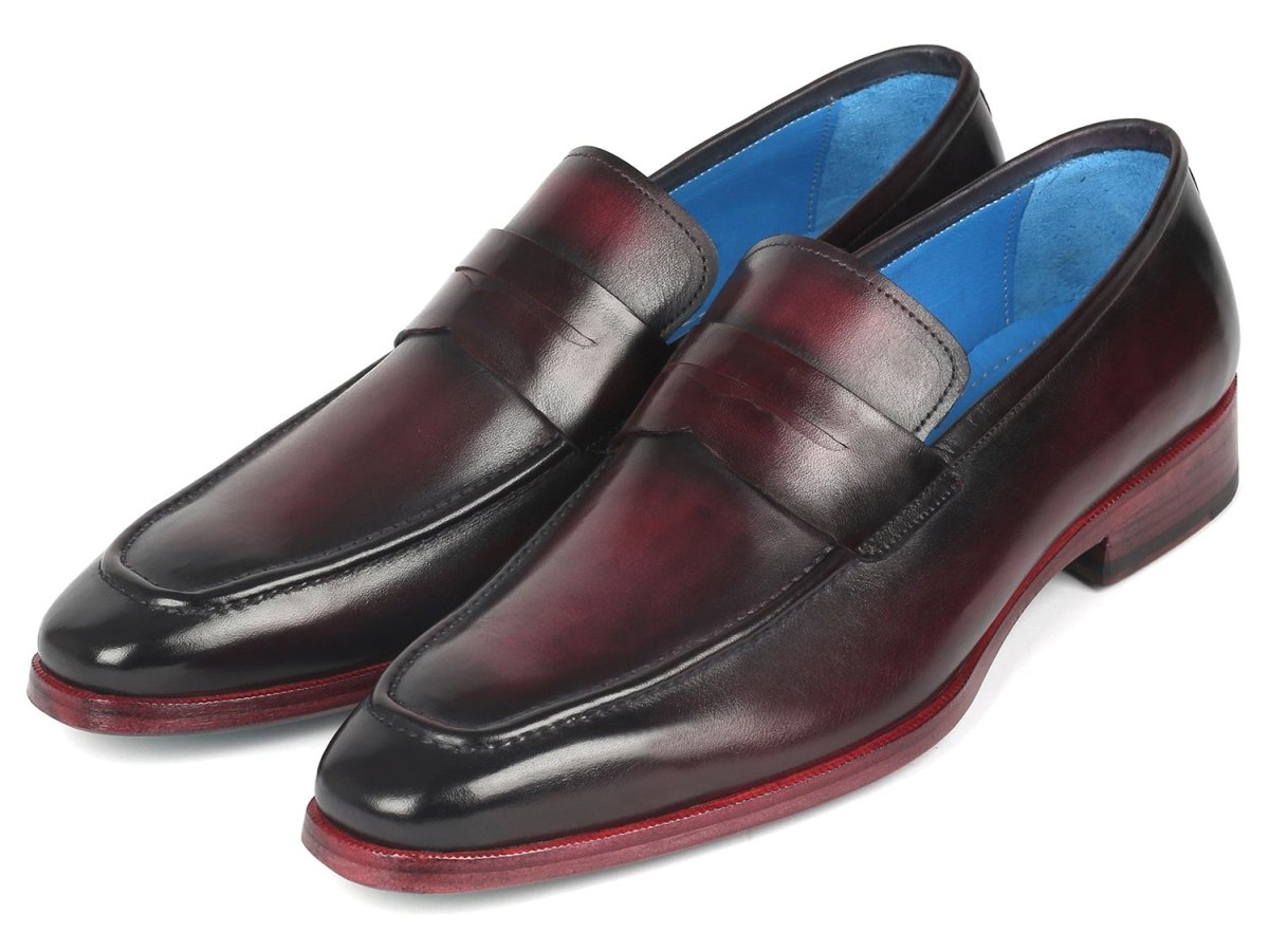 Paul Parkman Men's Purple Burnished Penny Loafers (ID10PR23)