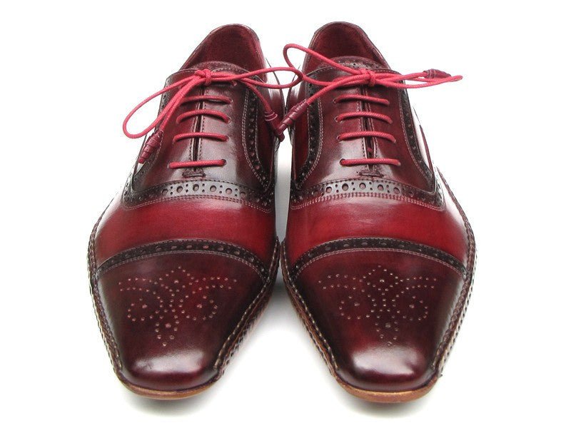 Paul Parkman Men's Side Handsewn Leather Captoe Oxfords in Red Bordeaux