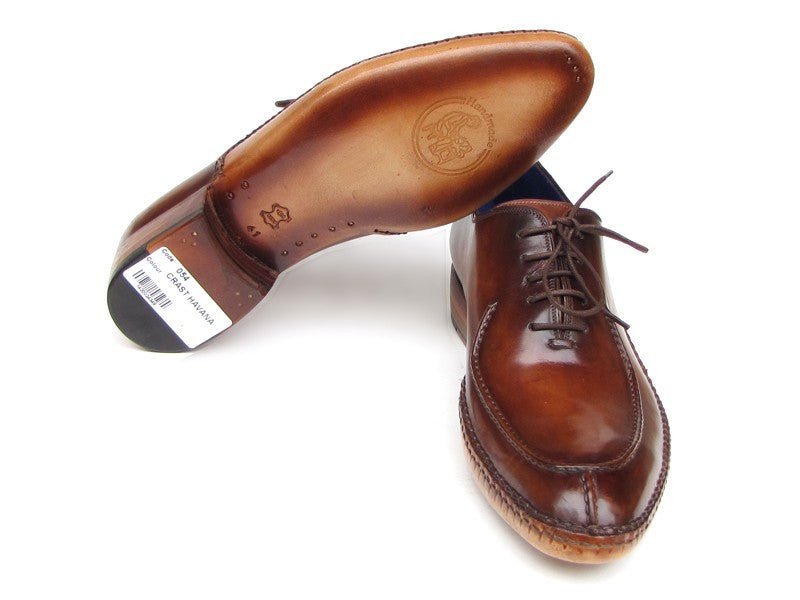 Paul Parkman Men's Side Handsewn Leather Split toe Oxfords in Brown